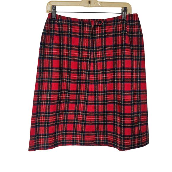 Vintage Pendleton Womens Wool Plaid Skirt Size 16 Red Academia Knee Length - Picture 2 of 7